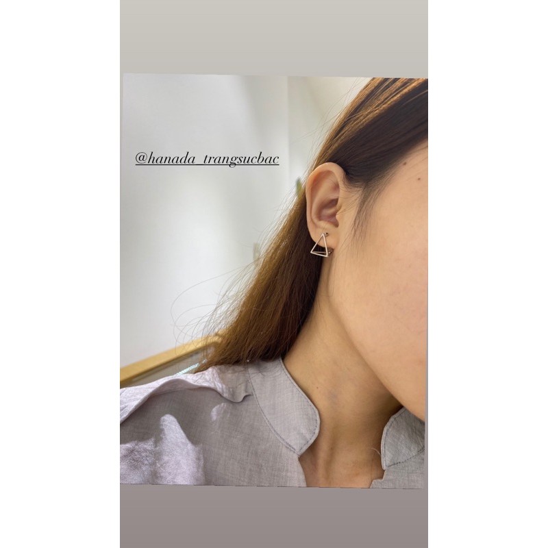 Bông Tai Bạc 925 Hanada Tam Giác 3D 0458 C6
