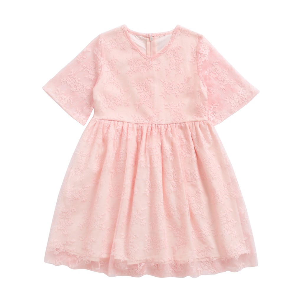 Đầm Sanlutoz Xòe Tay Ngắn Màu Hồng Ngọt Ngào Cho Bé Gái