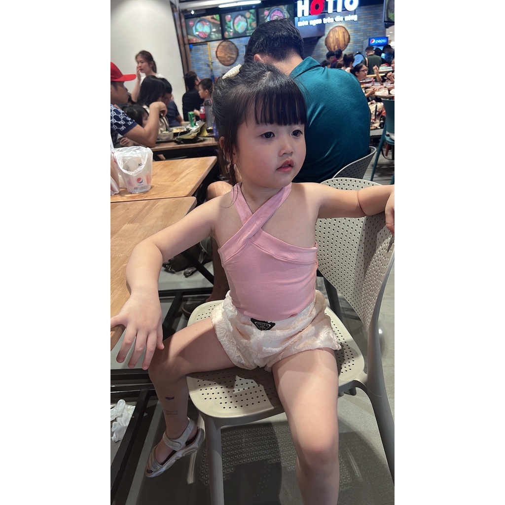 Áo Bé Gái - Vải Zip Co Dãn Cực Tốt - Áo Thun Bé Gái - Áo 2 Dây Đan Chéo Cho Bé Gái