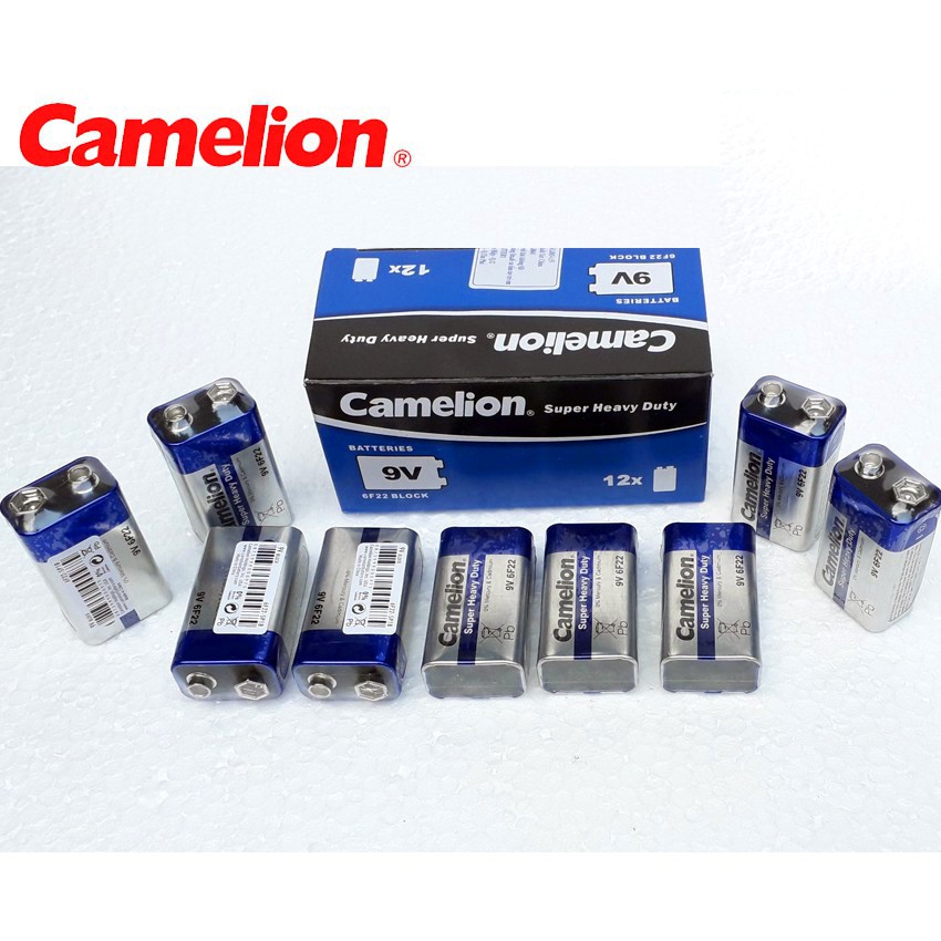 Hộp 12 Viên Pin Vuông 9V Camelion - 6F22 Super Heavy Duty Battery (mẫu mới)