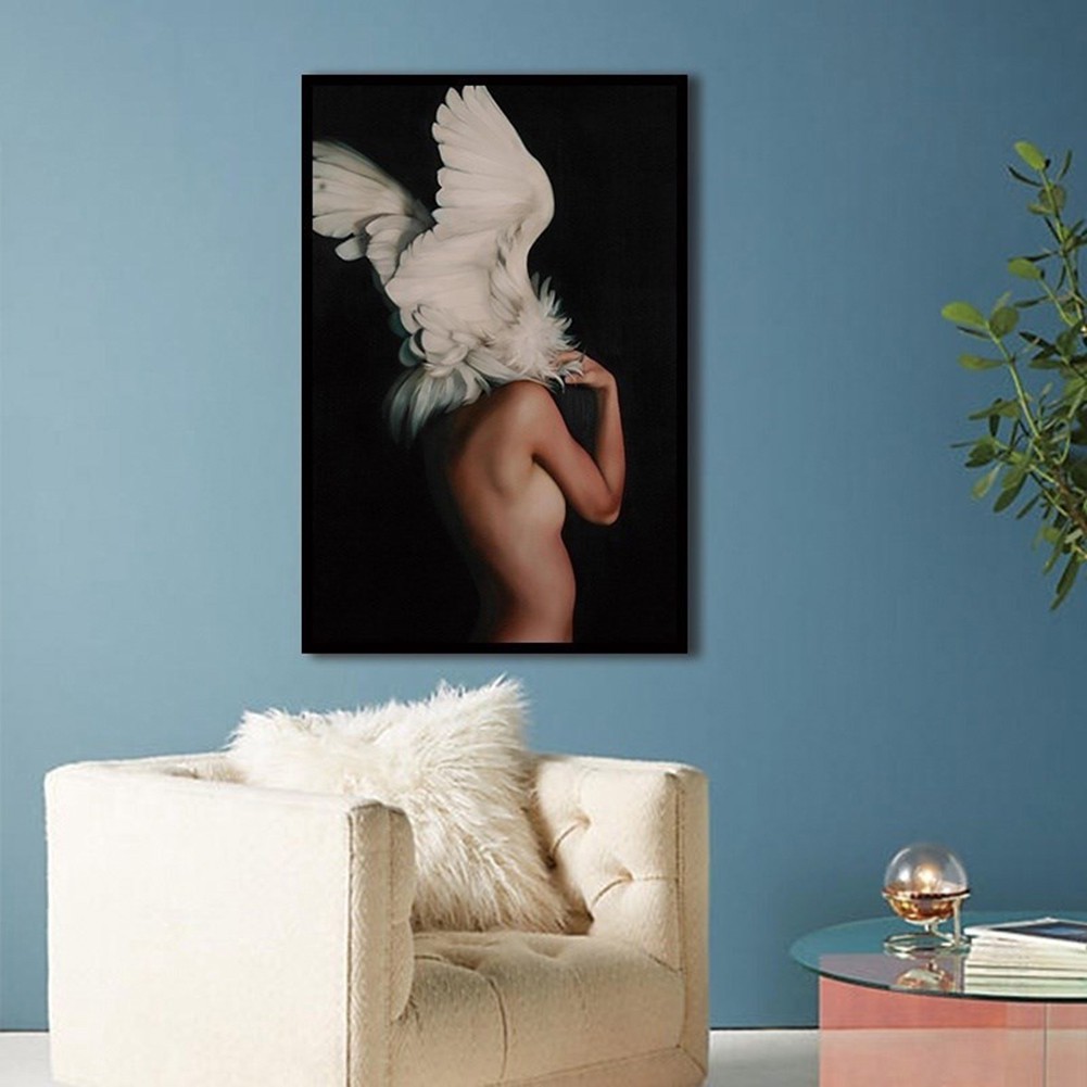 Tranh canvas nghệ thuật hình phụ nữ và đôi cánh treo tường trang trí K16