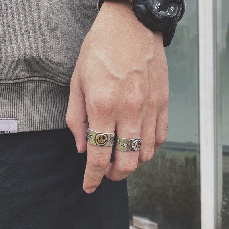 Nhẫn Dạng Mở Hình Mặt Cười Đơn Giản Có Thể Điều Chỉnh