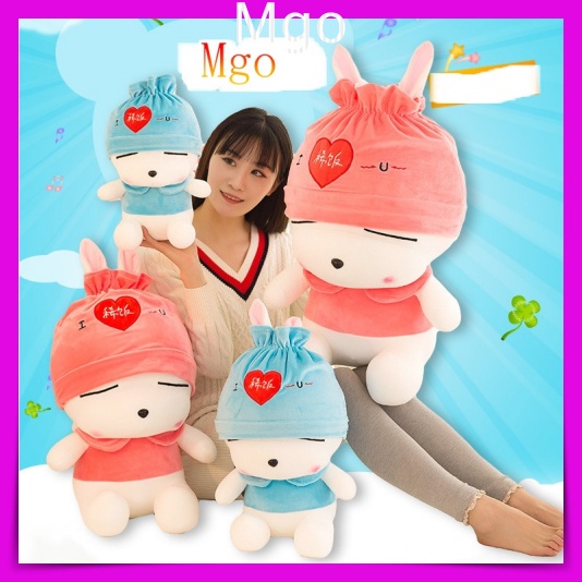 [Qùa Tặng Người Yêu] Gấu Bông Teddy Bear Hình Con Thỏ Baby, Thú Nhồi Bông Thỏ Trắng Mặc Áo Siêu Dễ Thương Size 35cm 65cm