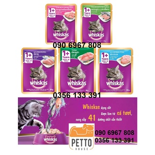 SET 5 GÓI Thức ăn ướt pate sốt cho mèo Sốt cá Whiskas 80g