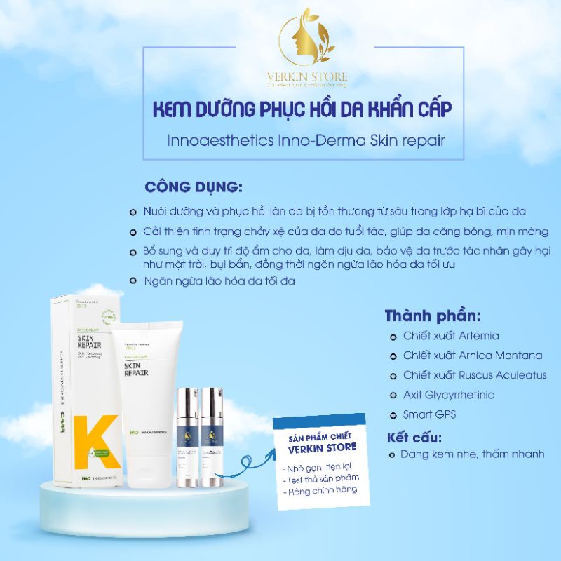 Kem dưỡng phục hồi da khẩn cấp Innoaesthetics Inno-Derma Skin repair 20g  - Verkin Store