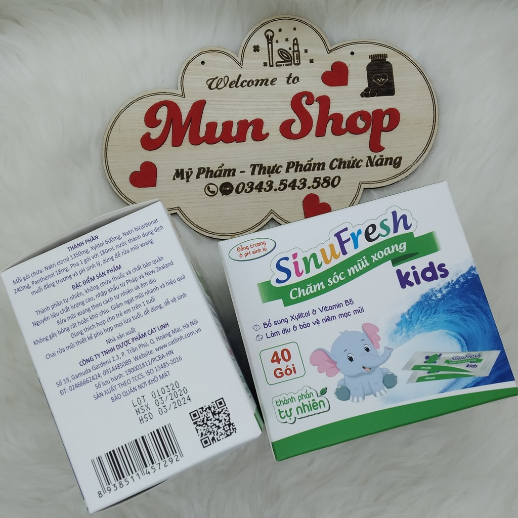 SinuFresh Kids - Muối rửa mũi xoang trẻ em hộp 40 gói