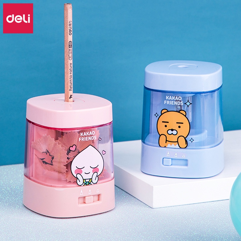Gọt bút chì điện tự động Deli Chuốt màu chì tiện lợi, an toàn và bảo vệ người dùng có thể điều chỉnh ngòi chì - 68658