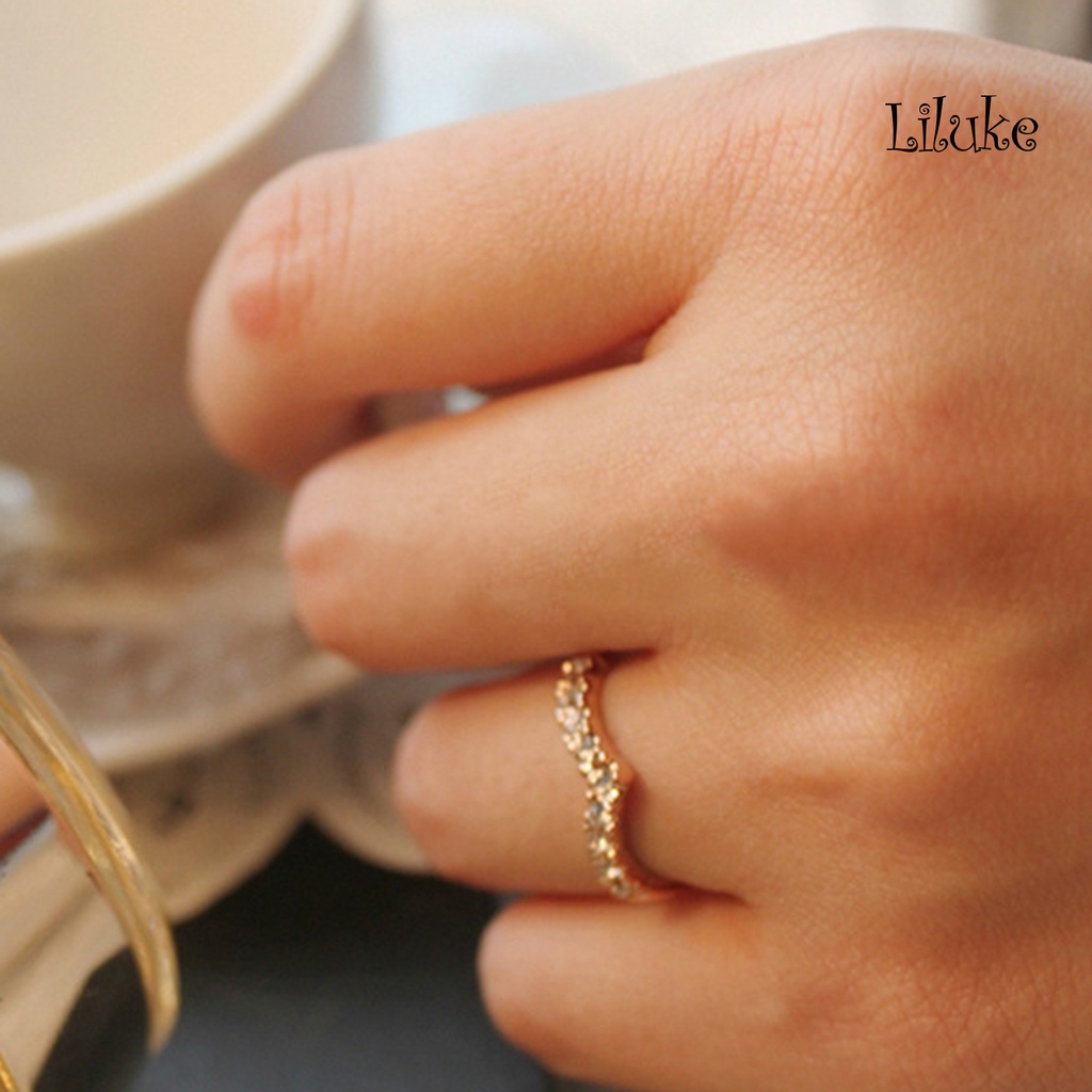 Nhẫn Cưới Hợp Kim Đính Đá Kiểu Dáng Sang Trọng Cho Nữ