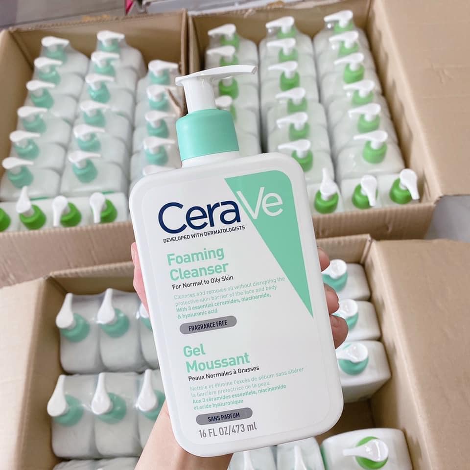 Sữa rửa mặt CeraVe Foaming Facial Cleanser cho da thường - da dầu