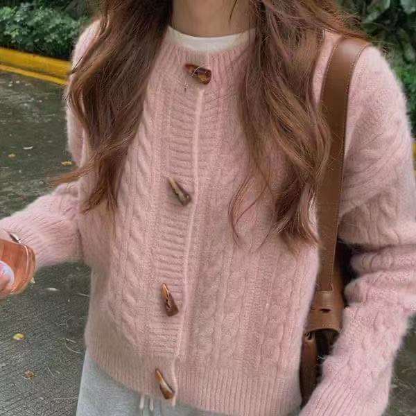 SUXI Áo Khoác Cardigan Dệt Kim Dáng Rộng Phối Nút Kiểu Hàn Quốc Thời Trang Mùa Thu Cho Nữ