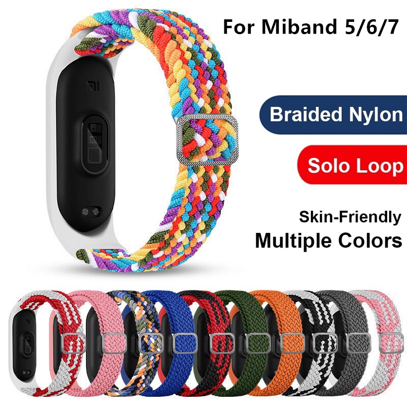 Dây Đeo Thay Thế Chất Liệu Nylon Co Dãn Thời Trang Cho Xiaomi Mi Band 7 6 5