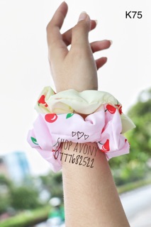 Cột tóc vải scrunchies in hình trái cây