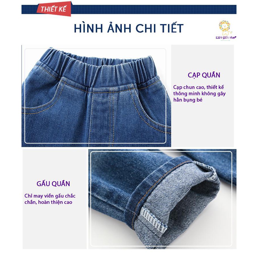 Quần jean cho bé trai quần bò trẻ em quần dài cho bé size đại WELLKIDS chất cotton mẫu mới 2023