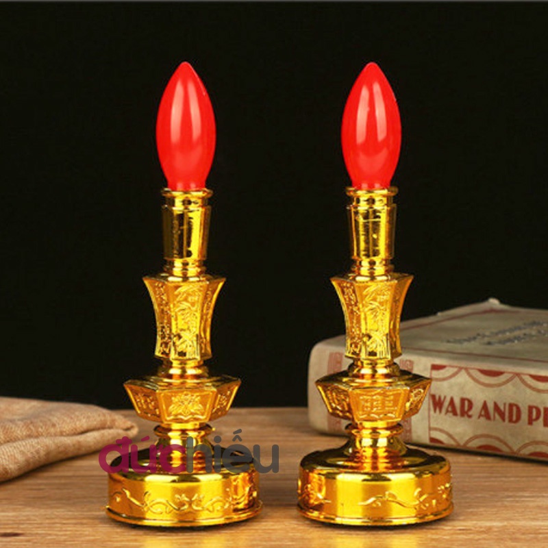 Đèn bàn thờ dùng pin  , đèn cầy thờ cúng D18 – Đức Hiếu Shop