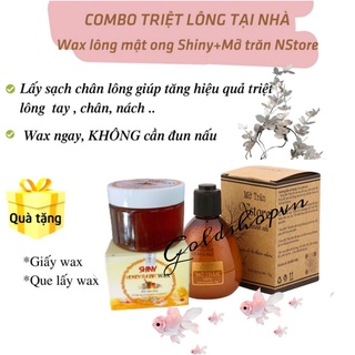 Combo triệt lông Wax lông Shiny handmade 250g+ mỡ trăn N'store 90ml