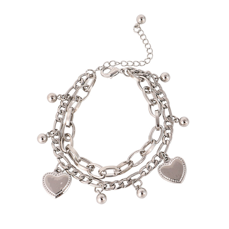 Vòng Tay Mạ Bạc Nhiều Lớp Thiết Kế Đơn Giản Phong Cách Retro