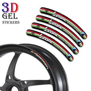 Bộ 8 miếng dán 3d trang trí vành bánh xe mô tô vespa