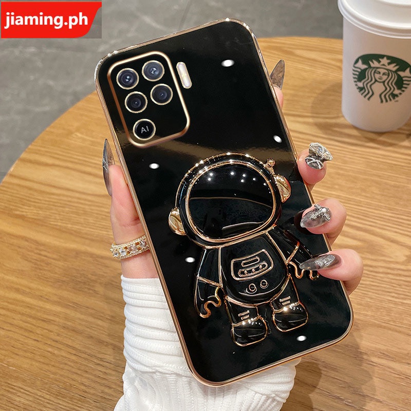 Ốp Điện Thoại Mềm Mạ Điện Hình Phi Hành Gia 3D Có Giá Đỡ Cho OPPO A94 4G Reno 5F F19 Pro