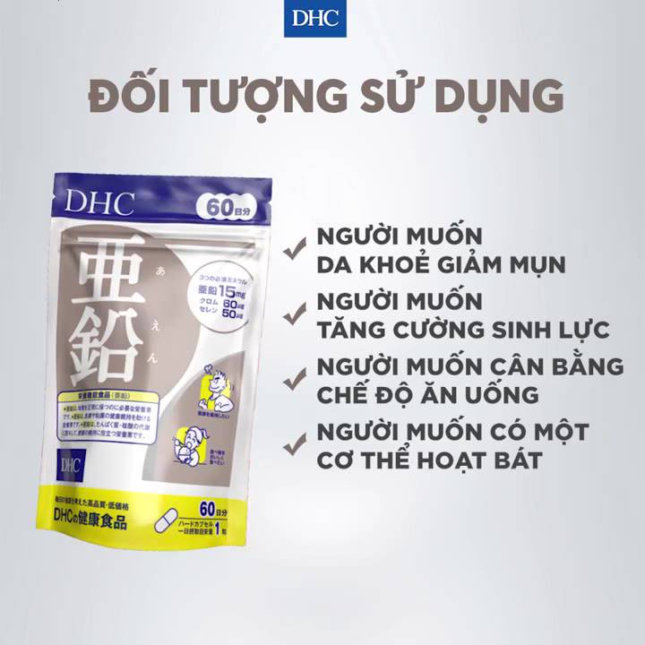 Viên uống DHC bổ sung kẽm zinc Nhật Bản 15v/gói, 15 NGÀY