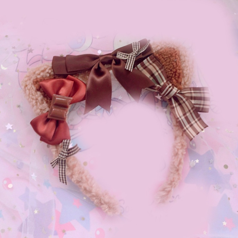 Băng Đô Tai Gấu Bông Phong Cách Lolita Đáng Yêu