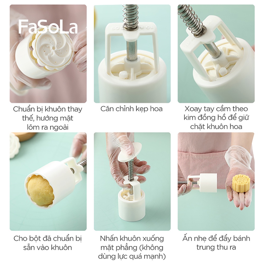 Khuôn bánh trung thu lò xo 4 mặt tròn FASOLA FSLDZ-229C
