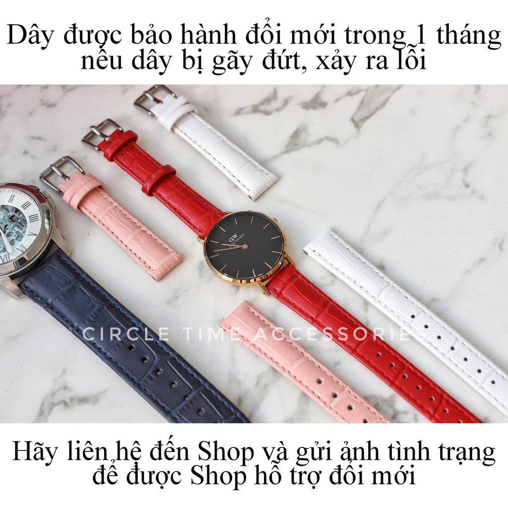 Dây da đồng hồ nam nữ đủ size 10/12/14/16/18/20/22/24 cực mềm