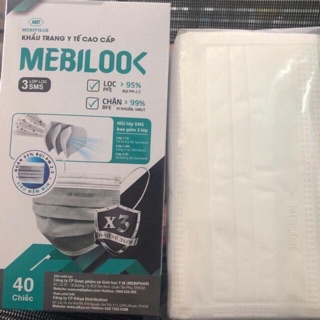 Khẩu trang Mebilook siêu mịn giá rẻ 3-4 lớp hộp 40 cái ( ảnh thật)