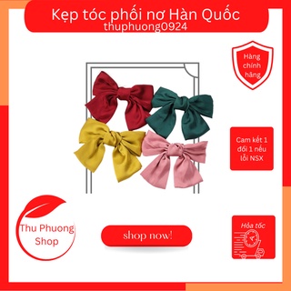 Kẹp tóc phối nơ bản to vải lụa satin đẹp