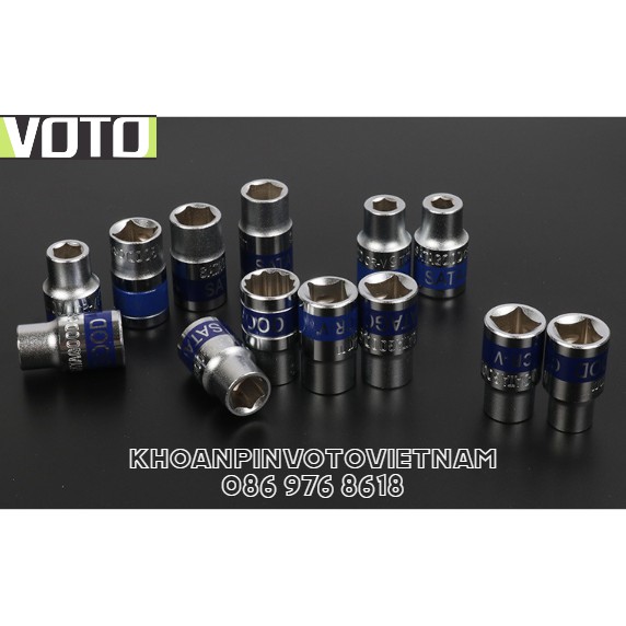 Bộ 7 Đầu khẩu mở ốc lục giác 1/2 bằng thép c45 đường kính 8-22mm màu bạc Voto