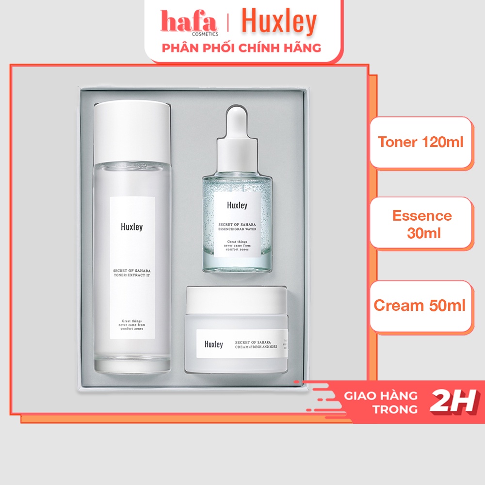 Bộ sản phẩm cấp nước dưỡng ẩm da Huxley Hydration Trio(Toner + Essence + Cream) _ Huxley Chính Hãng