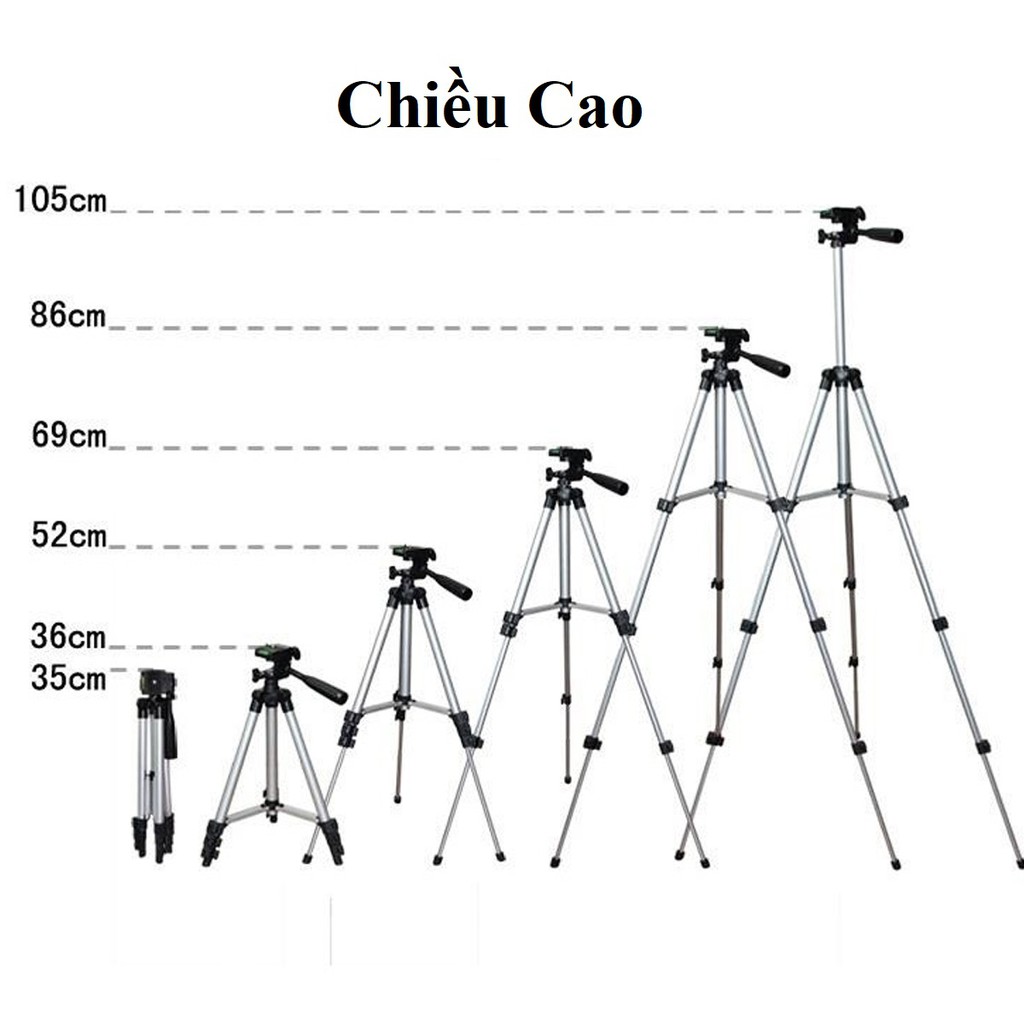 Giá Đỡ Quay Phim 3 Chân Máy Chụp Ảnh TF-3110 Tặng Kèm Miếng Kẹp Điện Thoại Gậy 3 Chân Livestream, Quay Tiktok, Chụp Ảnh