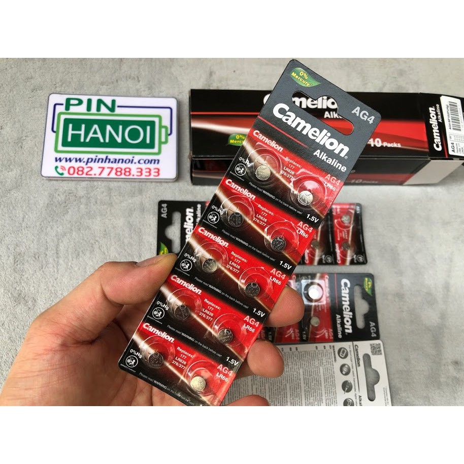 Vỉ 10 pin AG4 Camelion Alkaline 1.5V LR66 177 LR626 376 377 AG4-BP10
