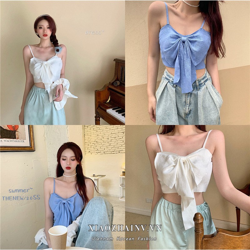 Áo lửng hai dây Xiaozhainv 4 màu thời trang cho nữ