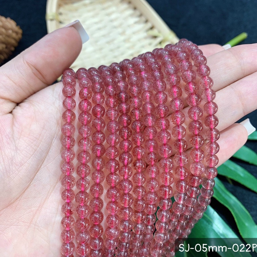 Vòng Tay Đá Dâu Tây Đỏ Đẹp Mê Ly Chuẩn Size 7mm-12mmGiá Yêu Thương