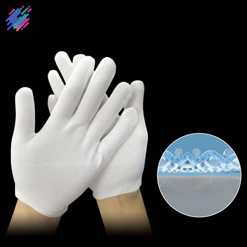 Set 12 găng tay màu trắng chất liệu vải cotton mềm để làm việc tiện dụng