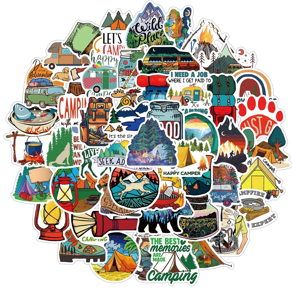 Set 50 Stiker dán chủ đề camping-CD02 | BigBuy360 - bigbuy360.vn