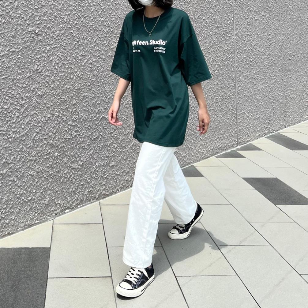 Áo Thun Xanh Lá EIGHTEEN Nam Nữ Ulzzang Unisex, Áo phông nữ dáng rộng Cocastore