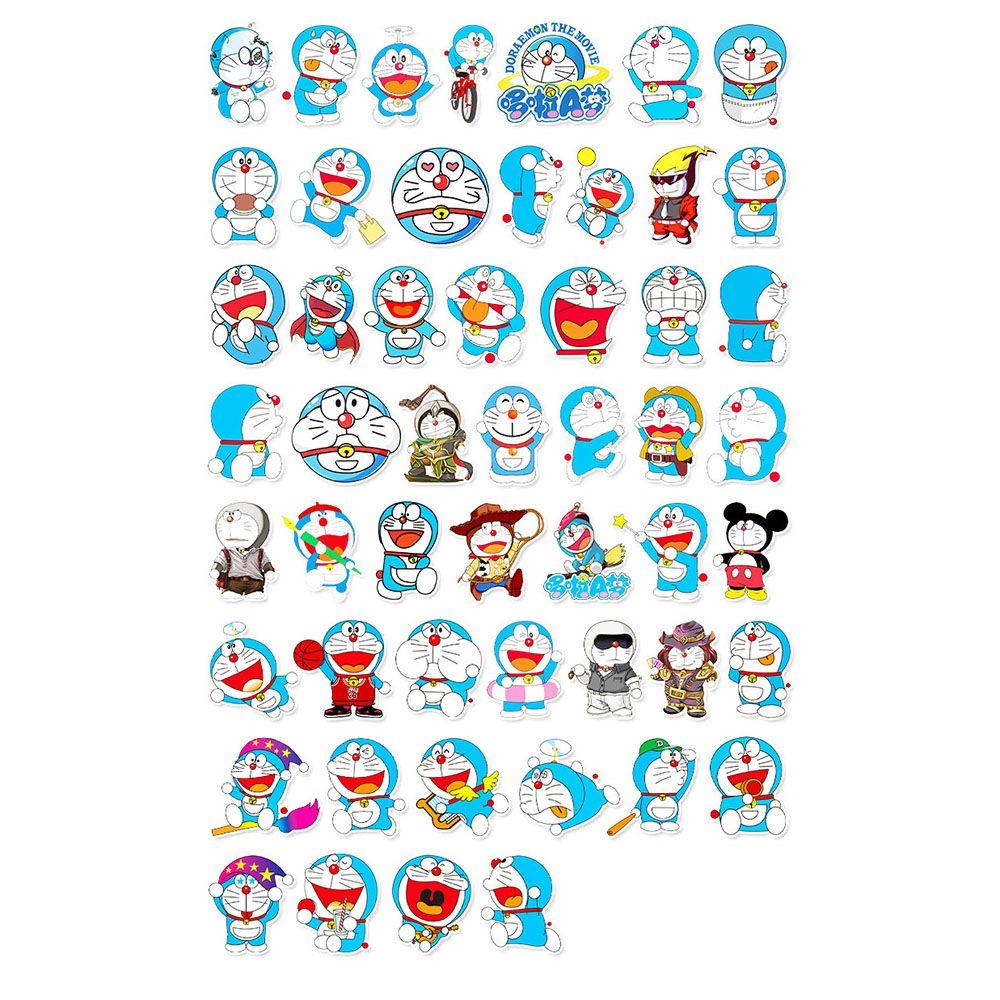 Bộ 52 Miếng Dán Hình Doraemon Mini Trang Trí Vali / Laptop / Xe Máy