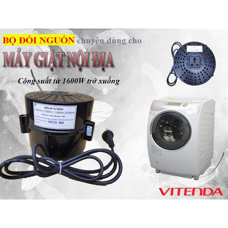 Bộ đổi nguồn nhựa tròn 2000VA (đồng) chuyển đổi điện áp từ 110V sang 220V