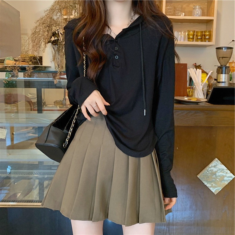 Áo Thun Tay Dài Màu Trơn Phong Cách Hàn Quốc Thời Trang Mùa Thu Cho Nữ JH-CX-75