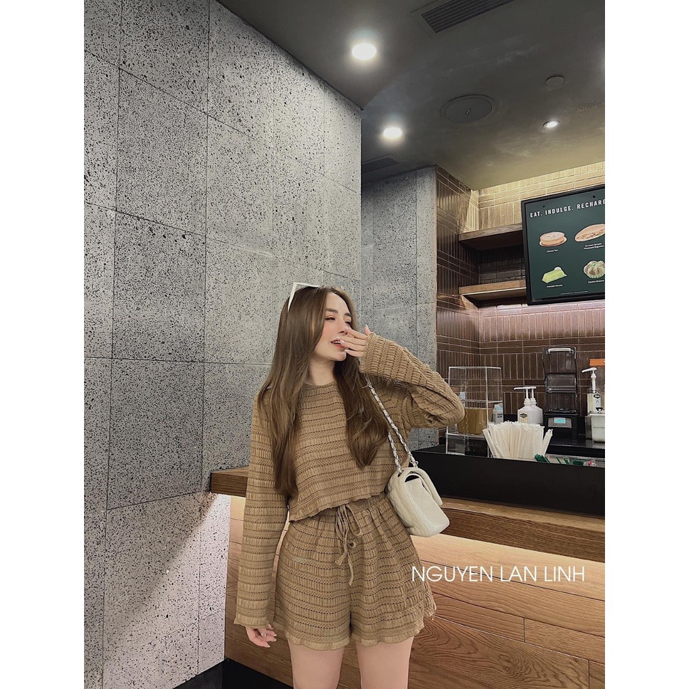 Sét bộ xốp gân bèo cổ tròn dài tay hot