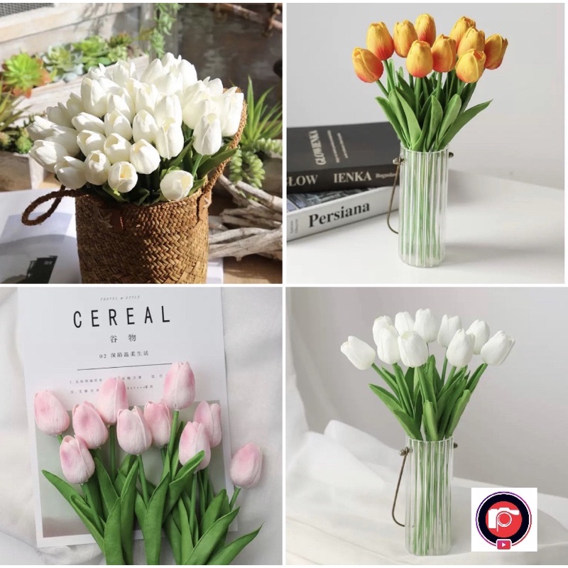 Hoa Tulip chất liệu nhựa trang trí decor