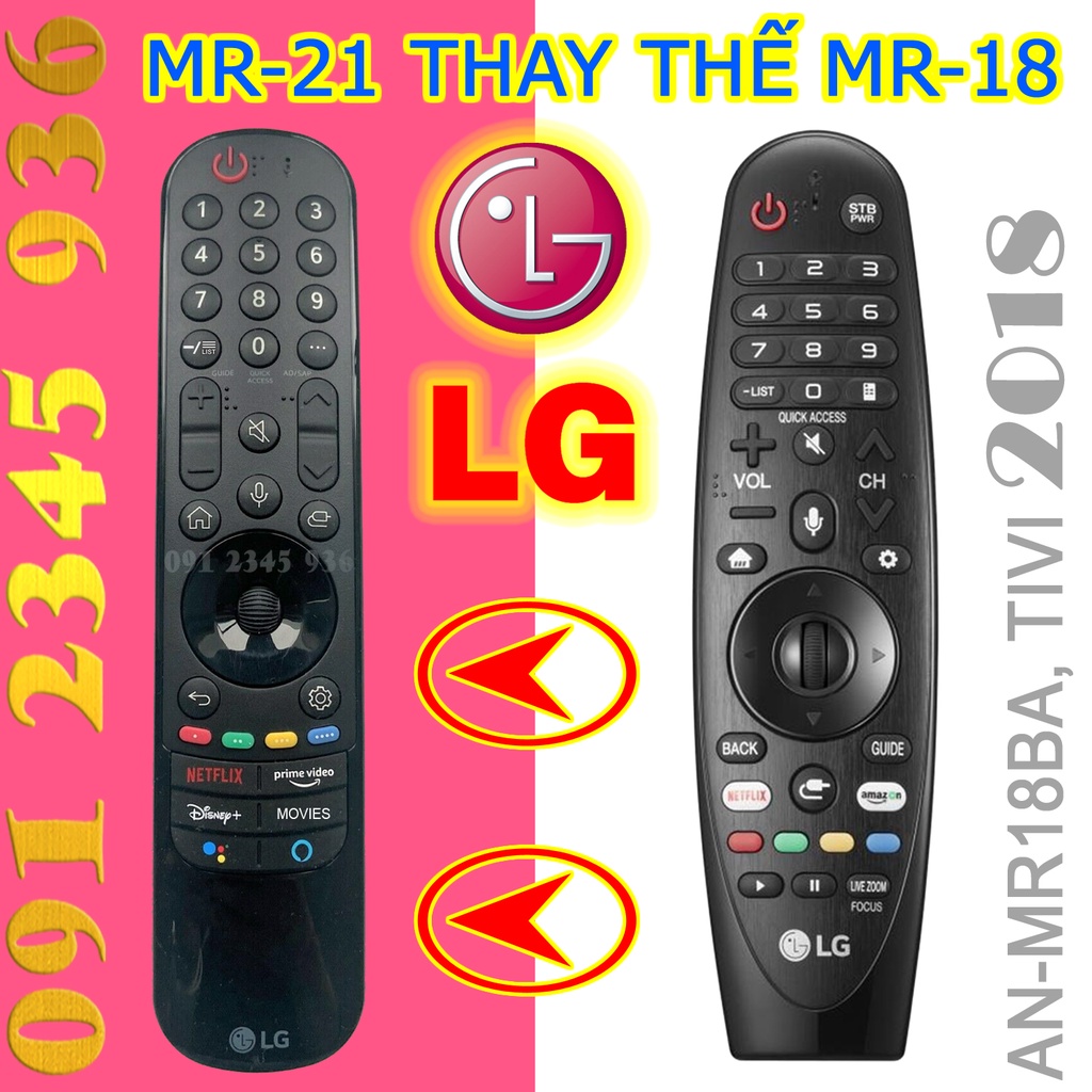 Remote Điều khiển tivi LG mẫu năm 2018 có Chuột bay có Giọng nói tặng Pin . Magic Remote AN-MR21GA , Made in INDONESIA