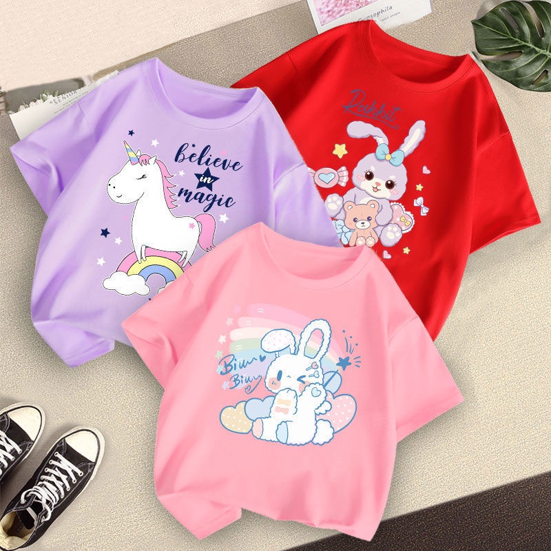 Áo Thun Tay Ngắn Phong Cách Mới Cho Bé Gái