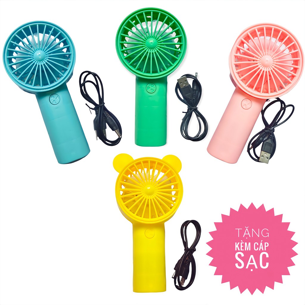 Quạt mini cầm tay dùng pin siêu mát (tặng cáp sạc)