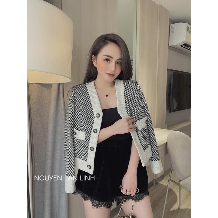 YE ÁO KHOÁC DẠ CÚC ĐỒNG PHỐI TRẮNG CHO NỮ