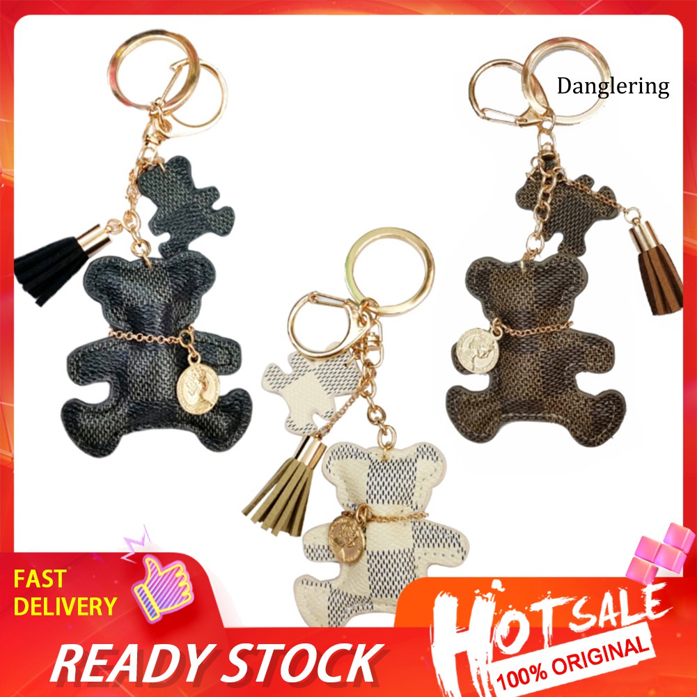 Móc khóa dây tua rua có mặt phụ kiện hình gấu dễ thương