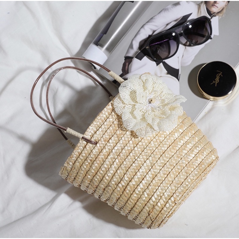 TÚI CÓI DÁNG HỘP ĐÍNH HOA PHONG CÁCH VINTAGE TIỂU THƯ ĐI BIỂN CHỤP HÌNH CƯỚI