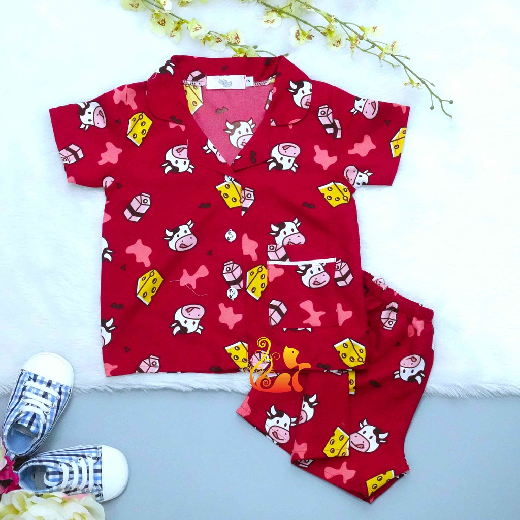 Bộ Đồ Mặc Nhà &quot;Bò - Pho mát&quot; Pijama Kate Thái - Cho Bé 8 - 38kg.