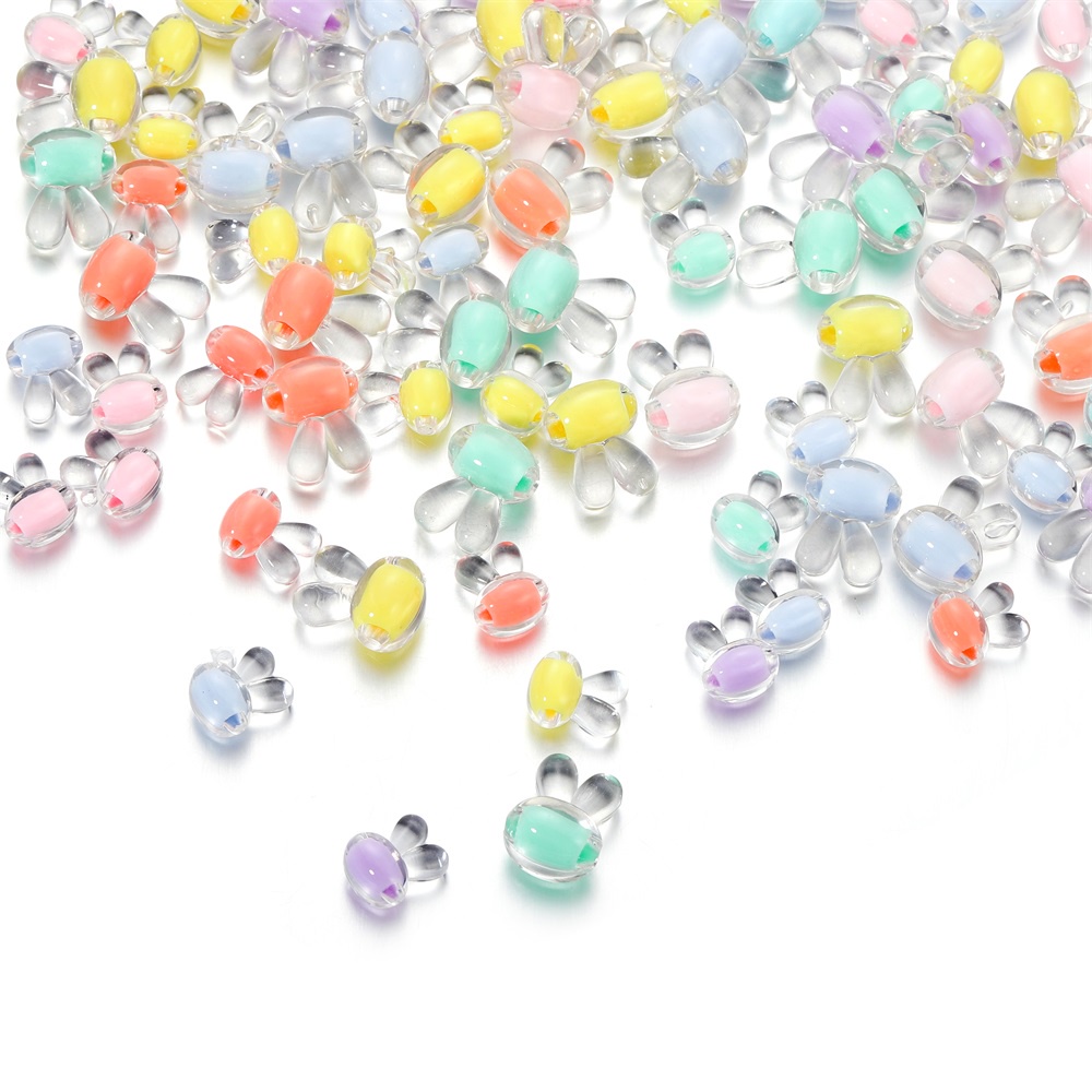 St.kunkka 20 cái / túi Acrylic Bunny Head Love Heart Small Flower Shape Hạt 28 Kiểu để Tự làm Đồ trang sức